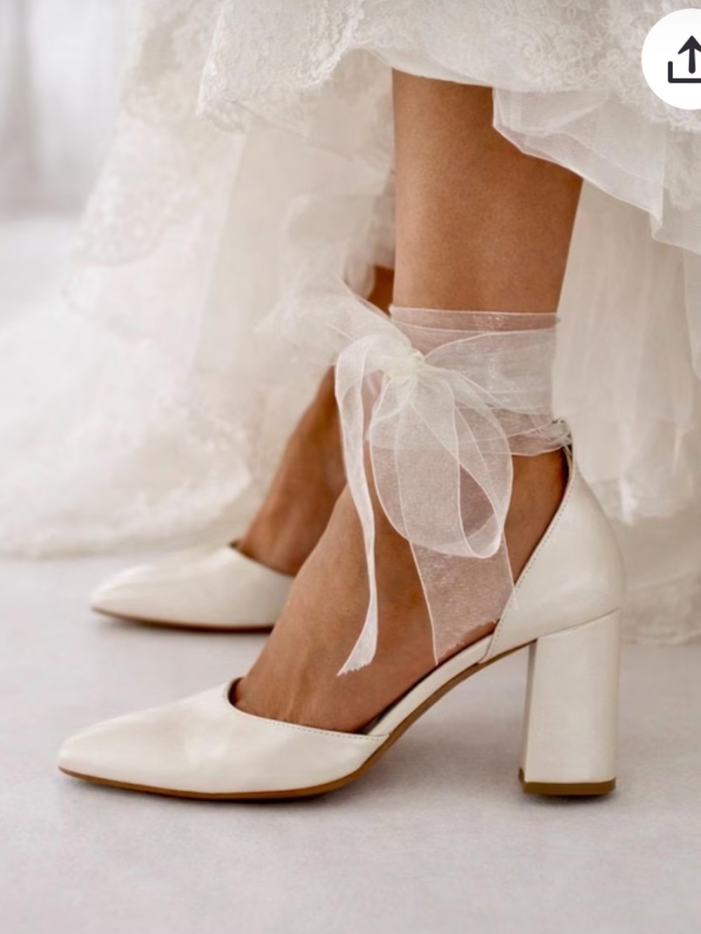 White High-Heeled D’orsay Pumps with optional Ribbon Bow Strap